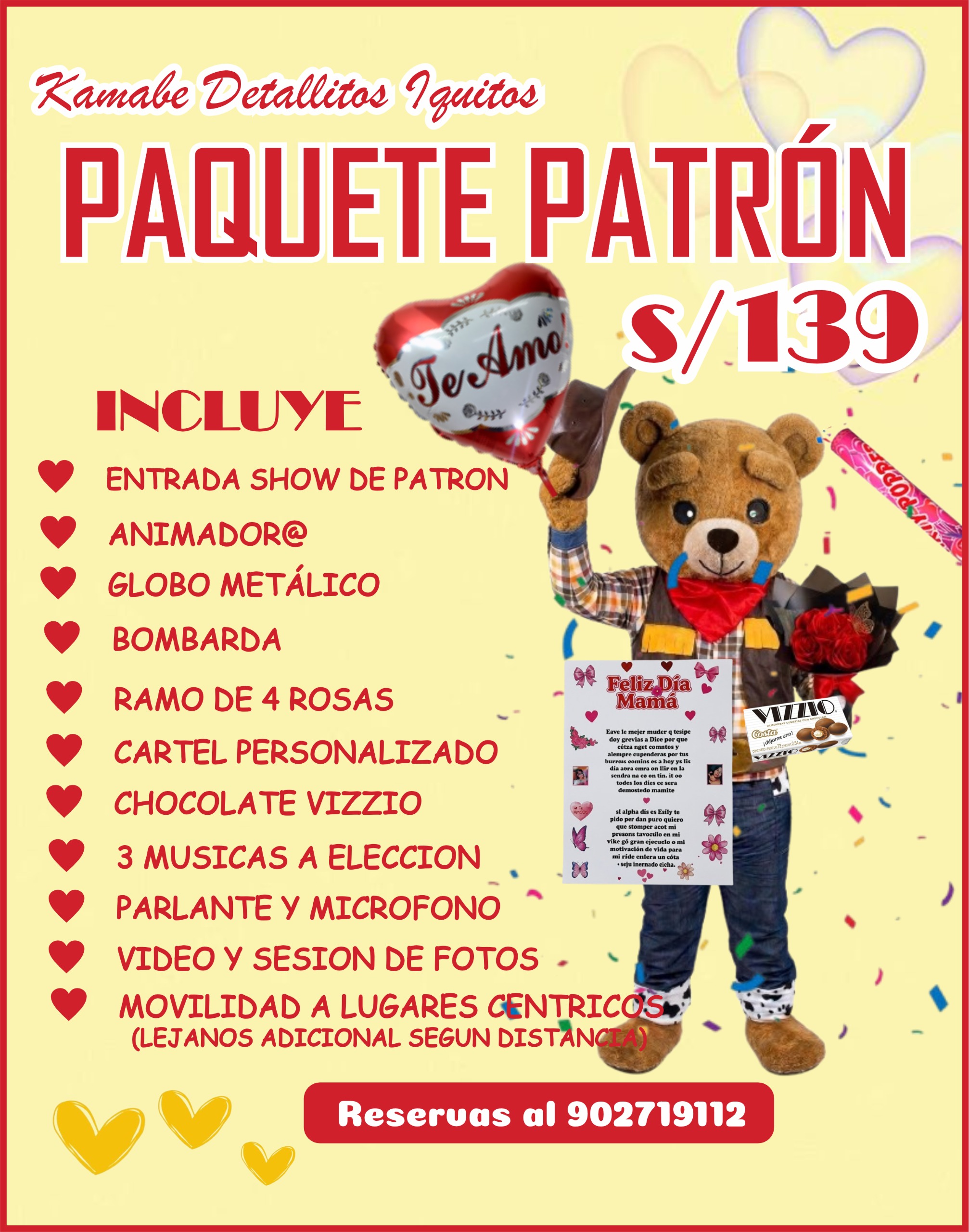 SORPRESA PAQUETE OSITO PATRON - 139 SOLES